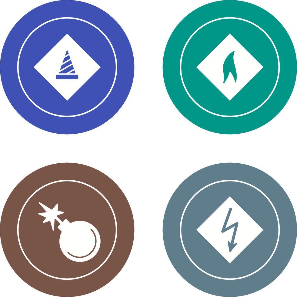 under construction and flammable material Icon vector