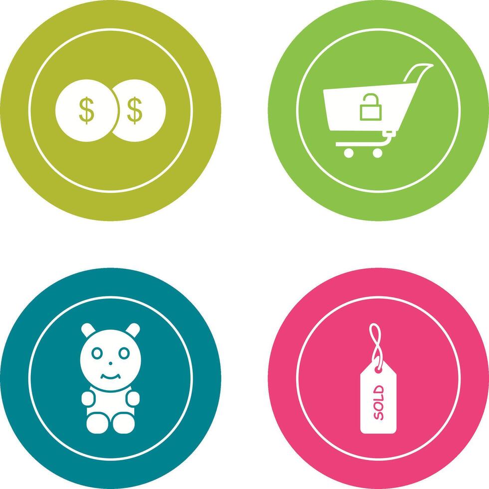 coins and unlock cart Icon vector