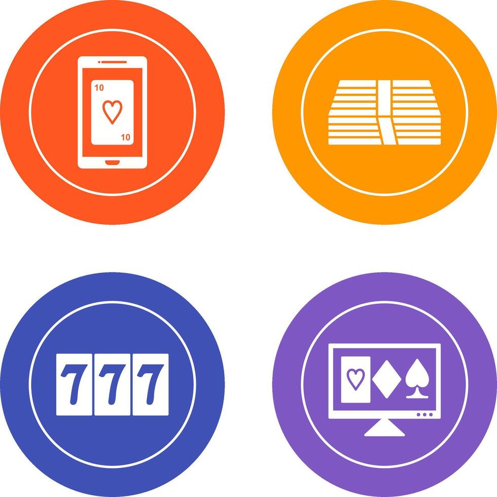 phone gambling and pack of bills Icon vector