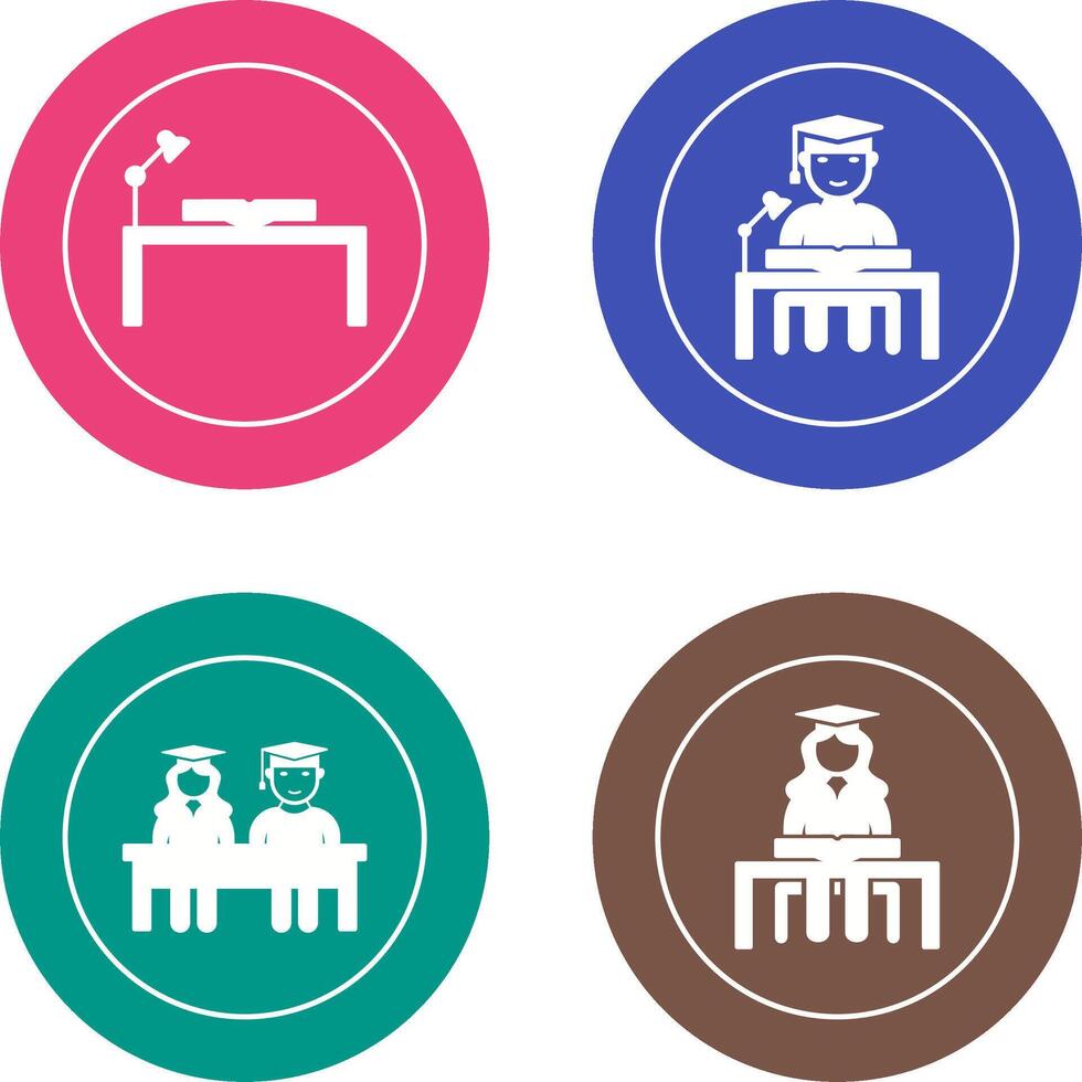 study desk and studying on desk Icon vector
