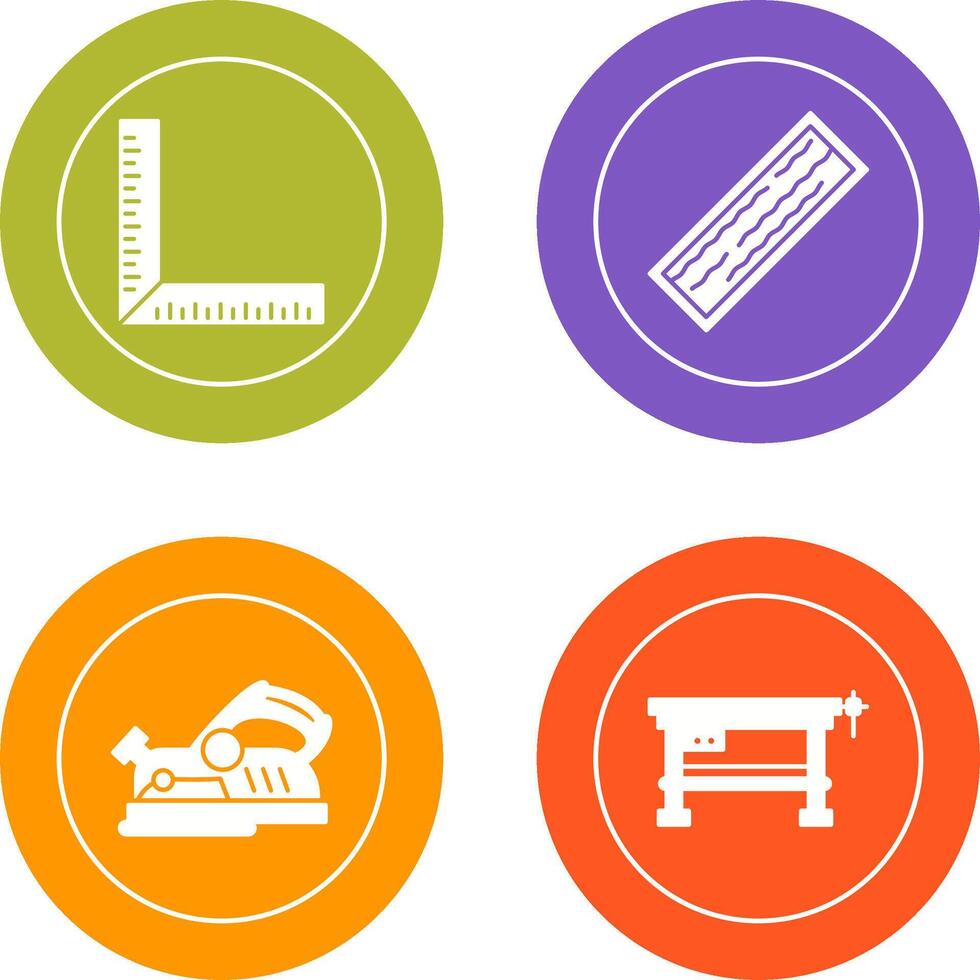 Square Ruller and Plank Icon vector