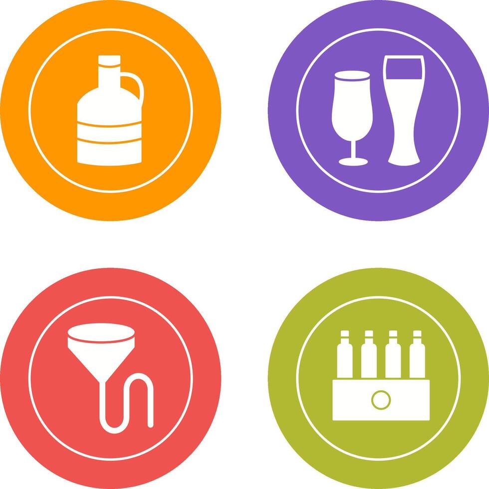 moon shine and beer glasses Icon vector