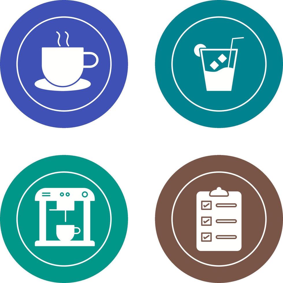 hot coffee and whiskey sour Icon vector