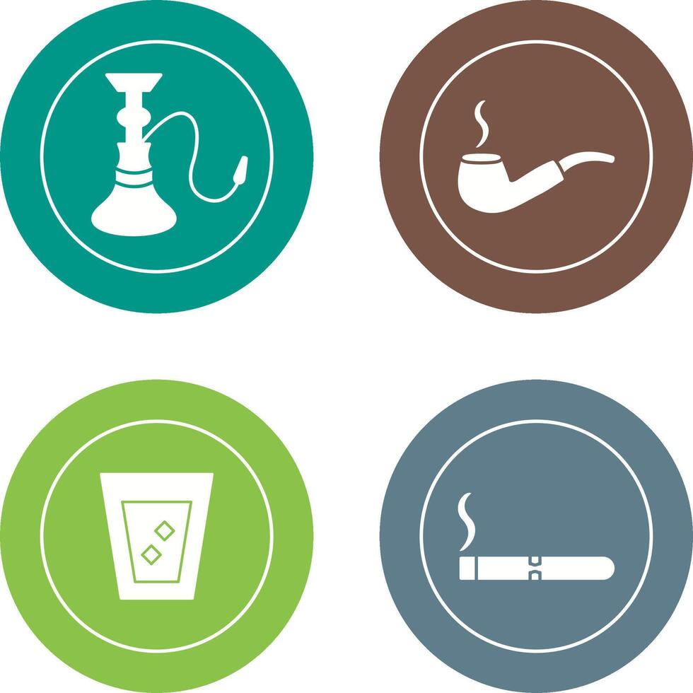 hookah and lit smoking pipe Icon vector