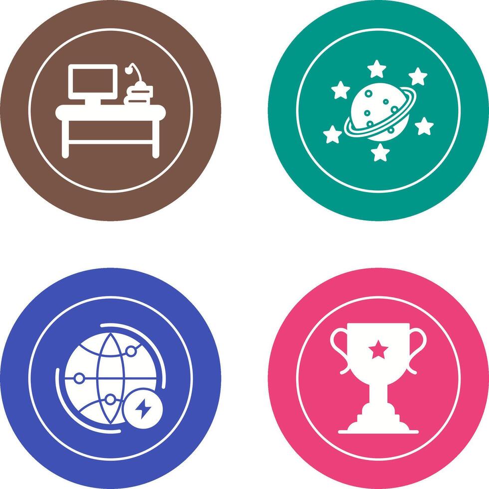 Desktop and Saturn Icon vector