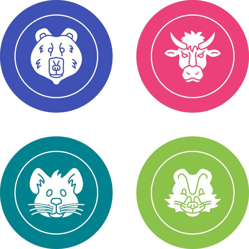 polar oso y bisonte icono vector