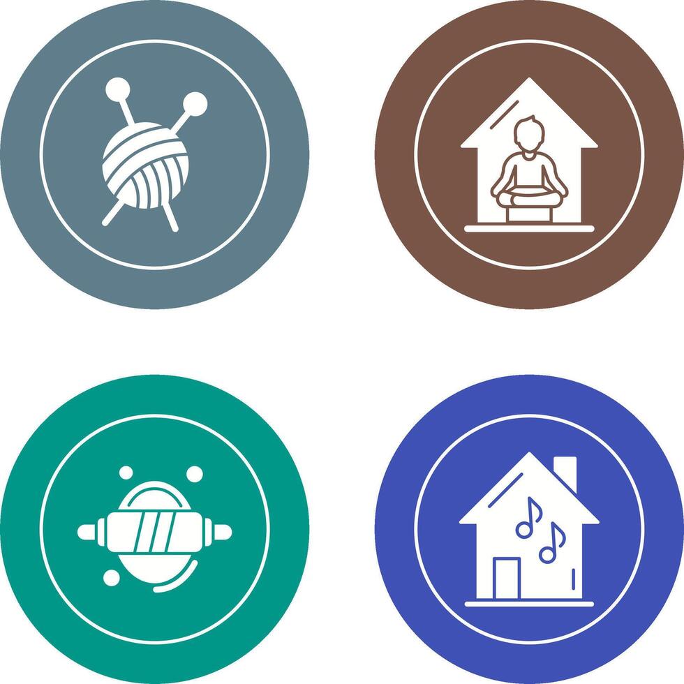 Knitting and Yoga At home Icon vector