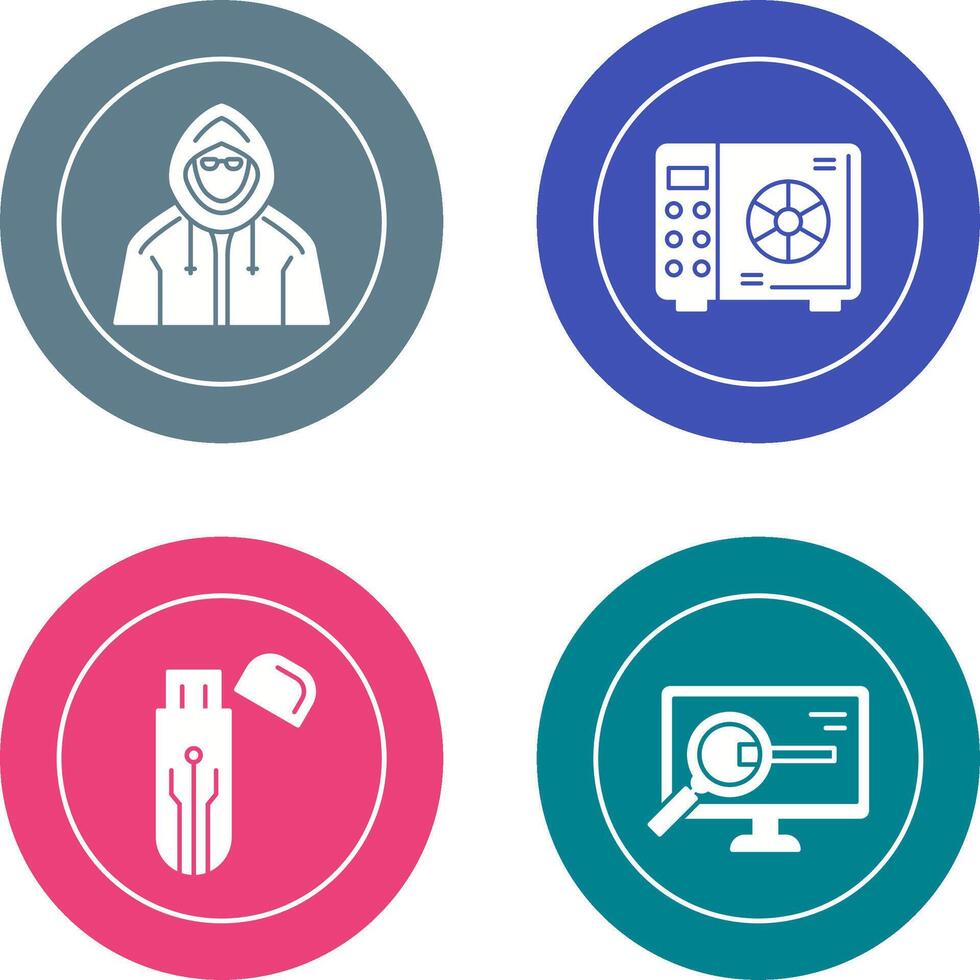 Safe Box and Hacker Icon vector