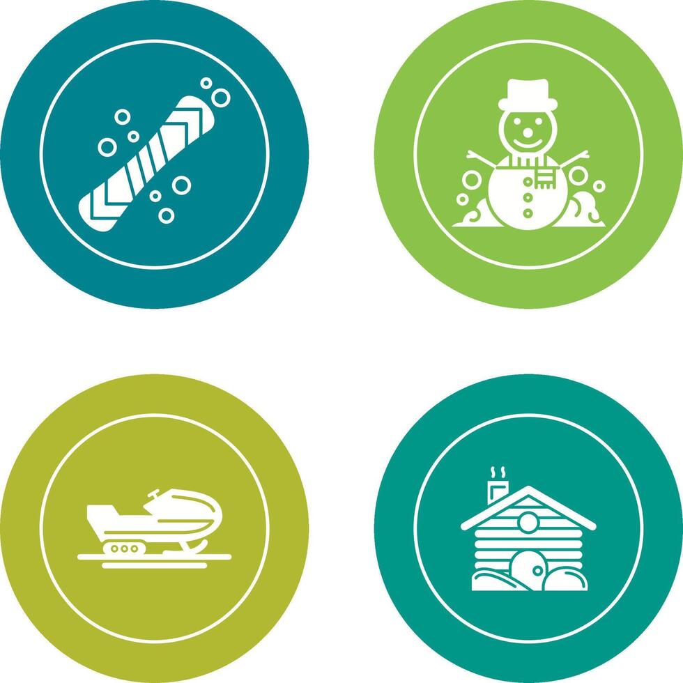 Snowboard and Snowman Icon vector