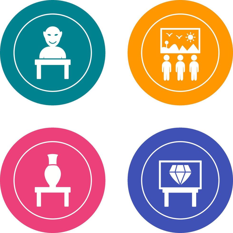 Human Sculpture and Viewing Icon vector