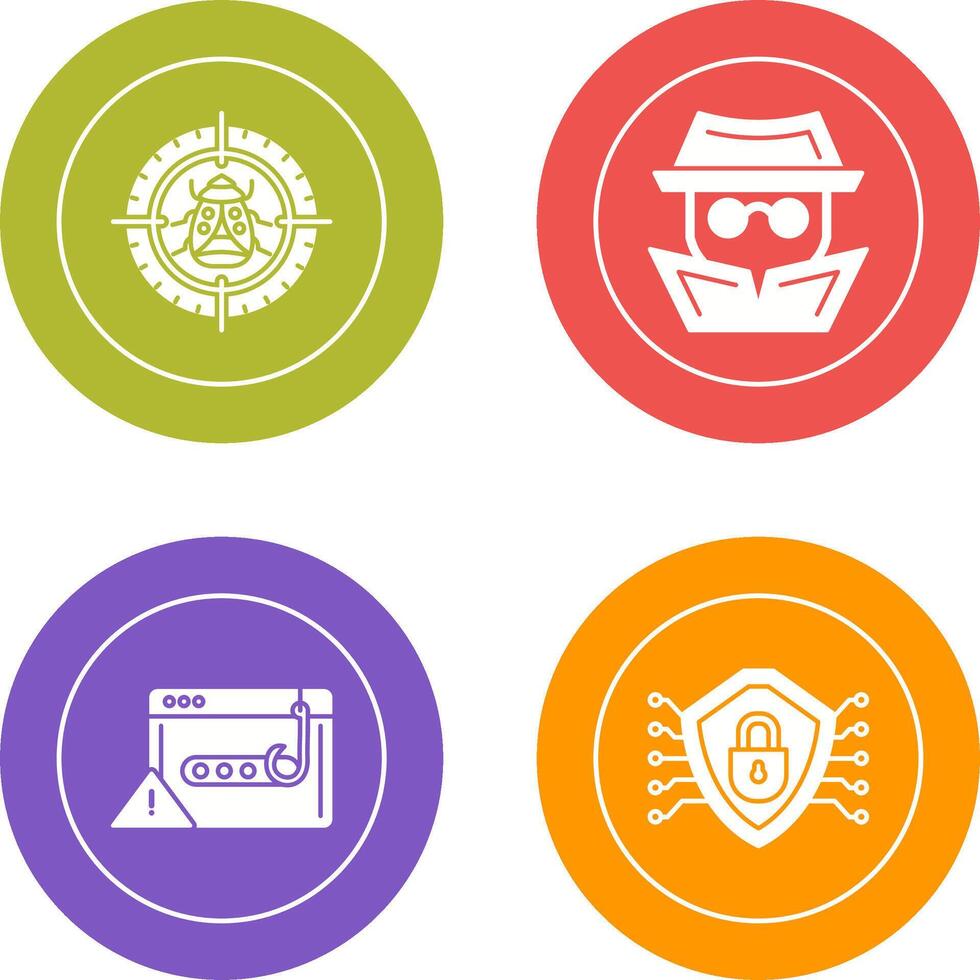 Bug Target and Hacker Icon vector