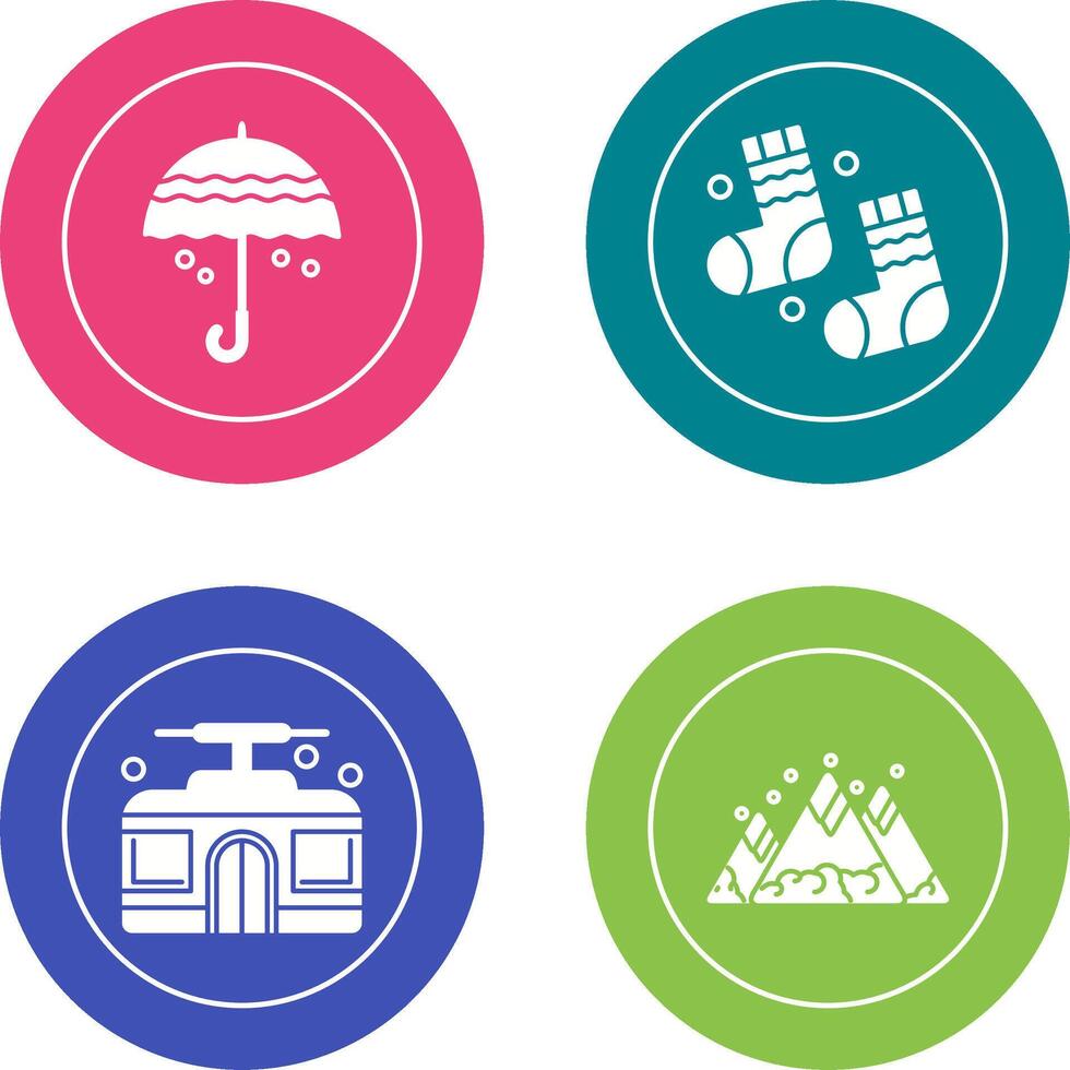 Umbrella and Winter Socks Icon vector