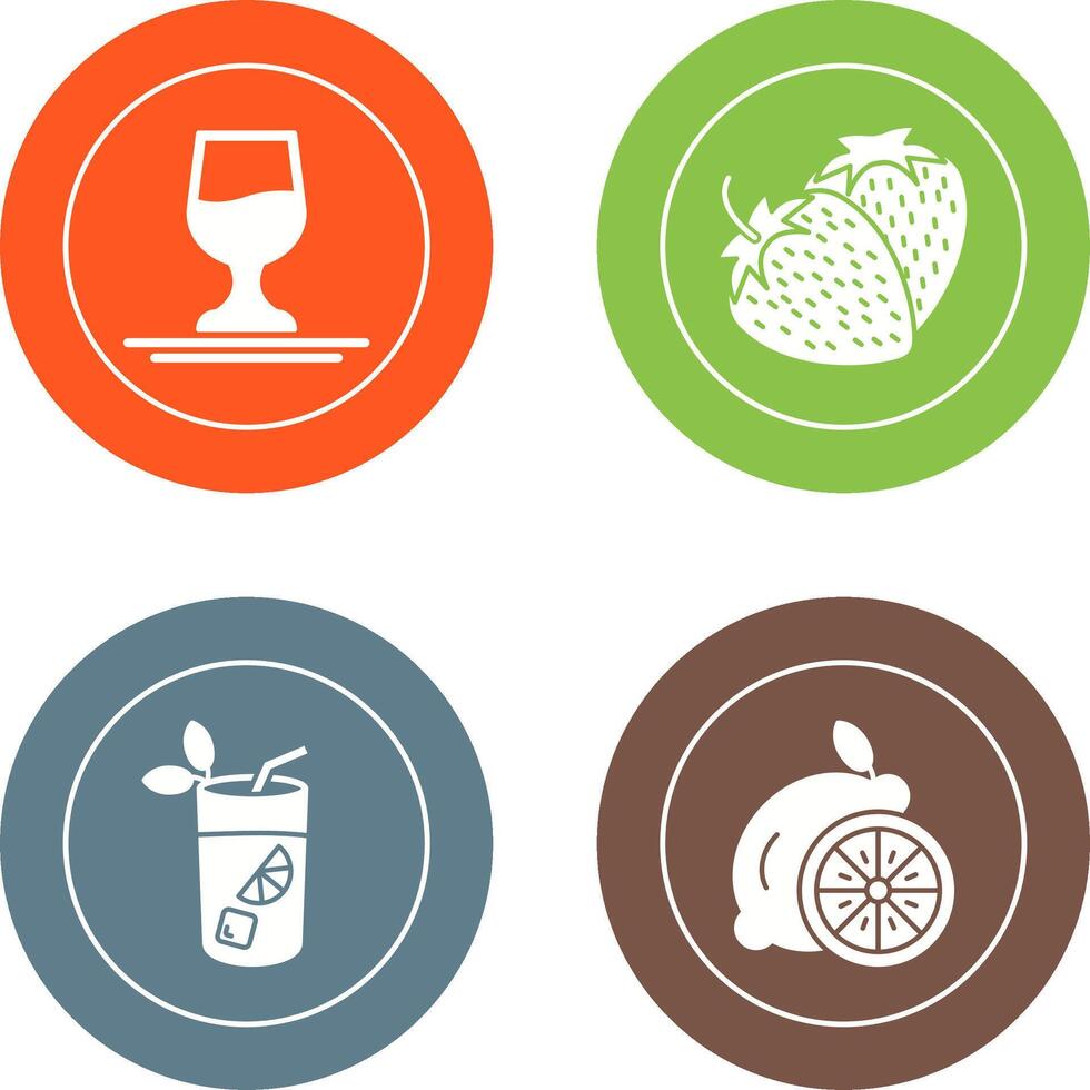 Wine and Strawberry Icon vector