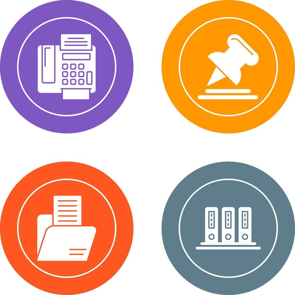 Fax Machine and Pin Icon vector