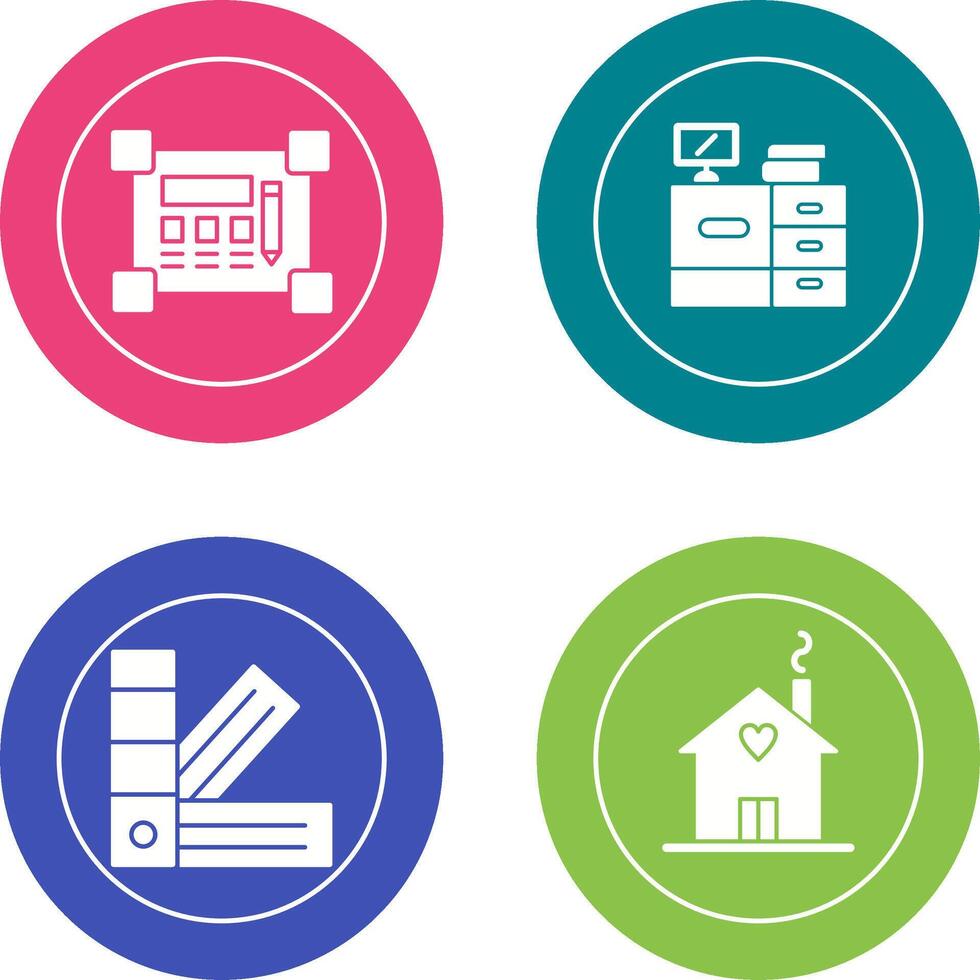 Blueprint and Desk Icon vector