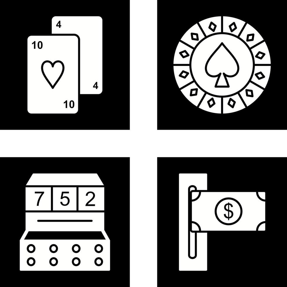 playing cards and spade chips Icon vector