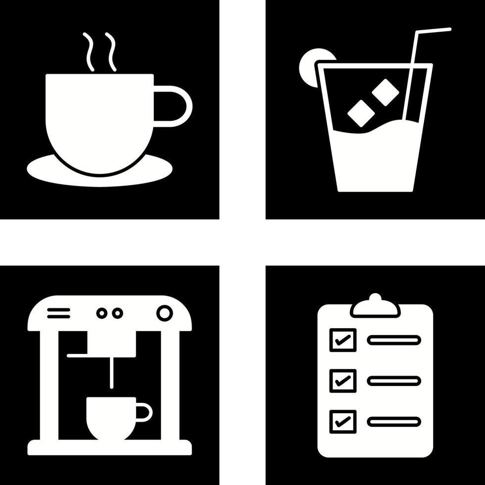 hot coffee and whiskey sour Icon vector