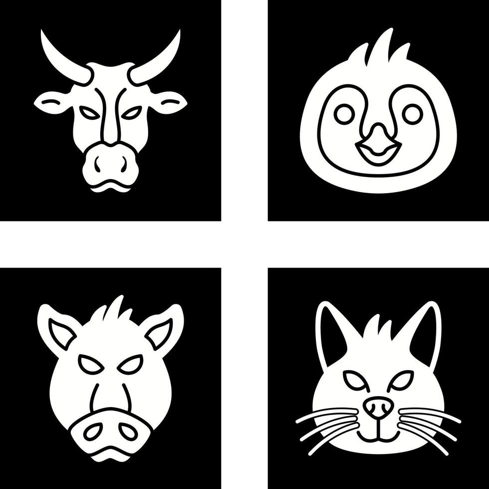 Cow and Penguin Icon vector