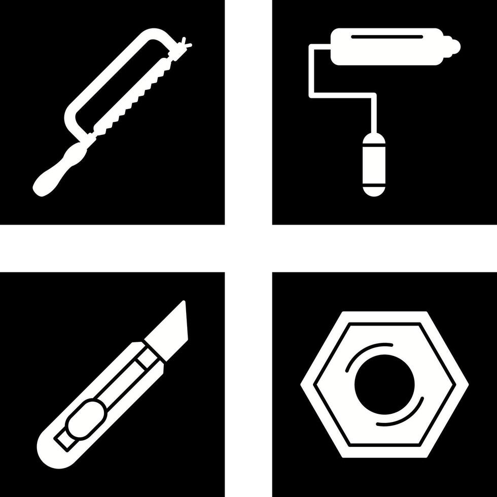 Hacksaw and Paint Roller Icon vector