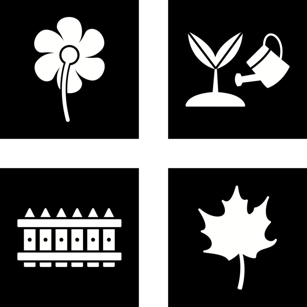 Small flowers and Growing Plant Icon vector