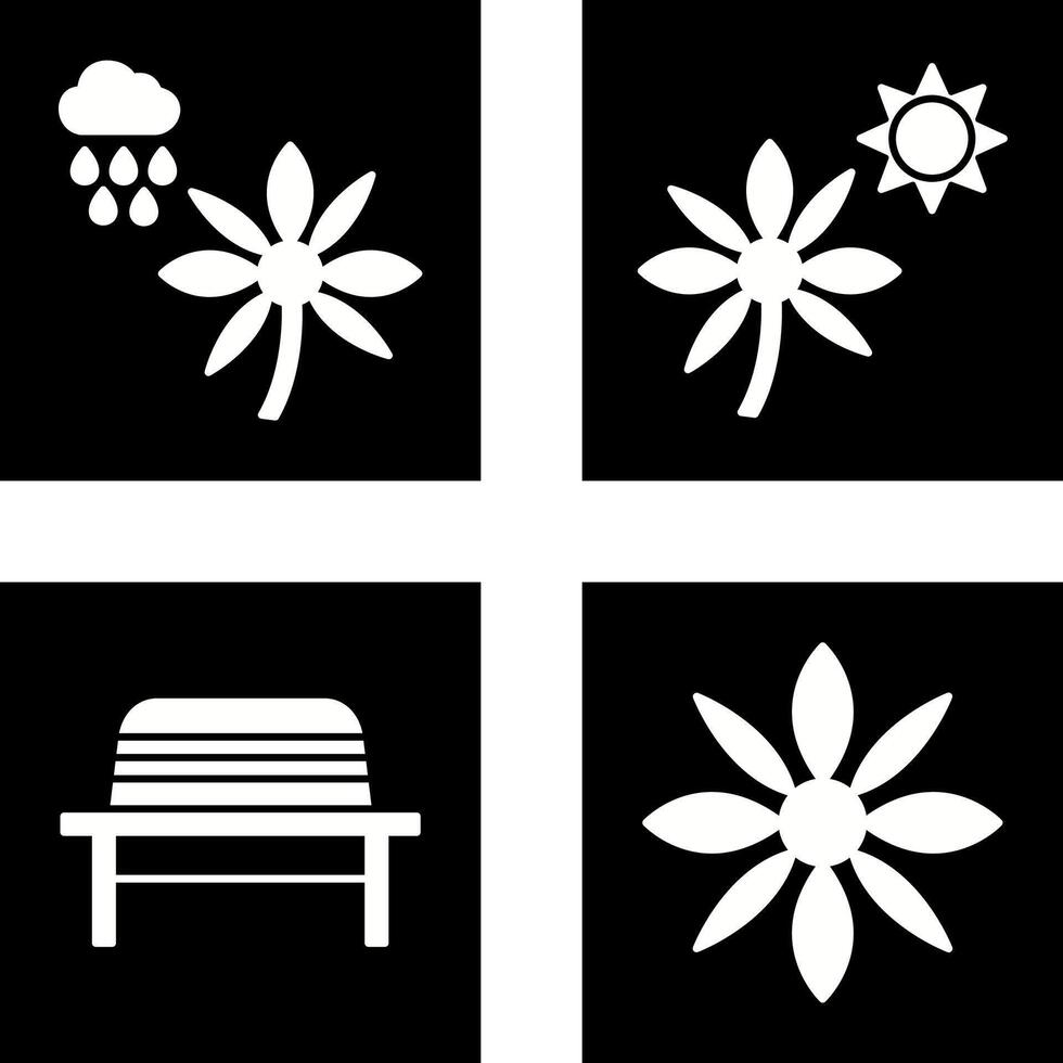 Flower with rain and Flower Icon vector