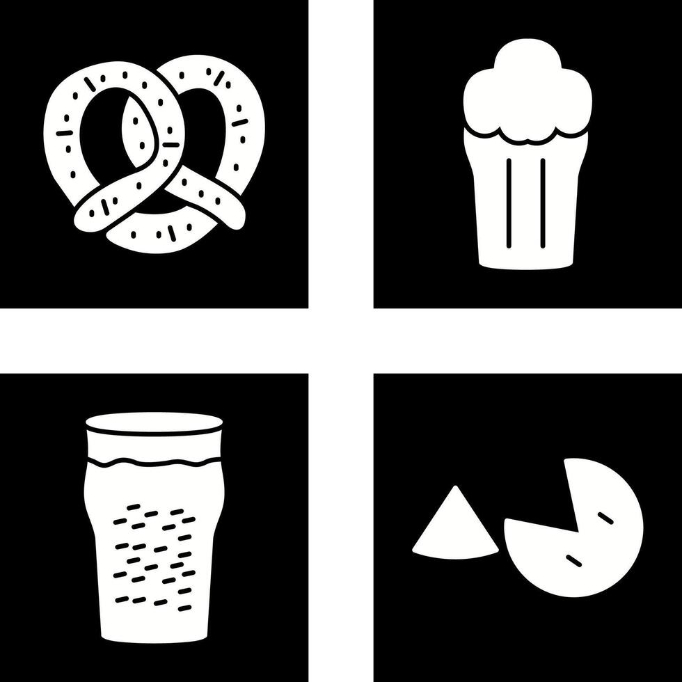 galleta salada y medio litro de cerveza icono vector