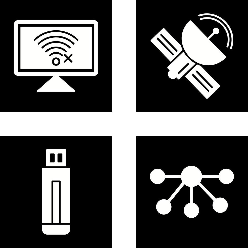 Disconnected Network and Satellite Icon vector