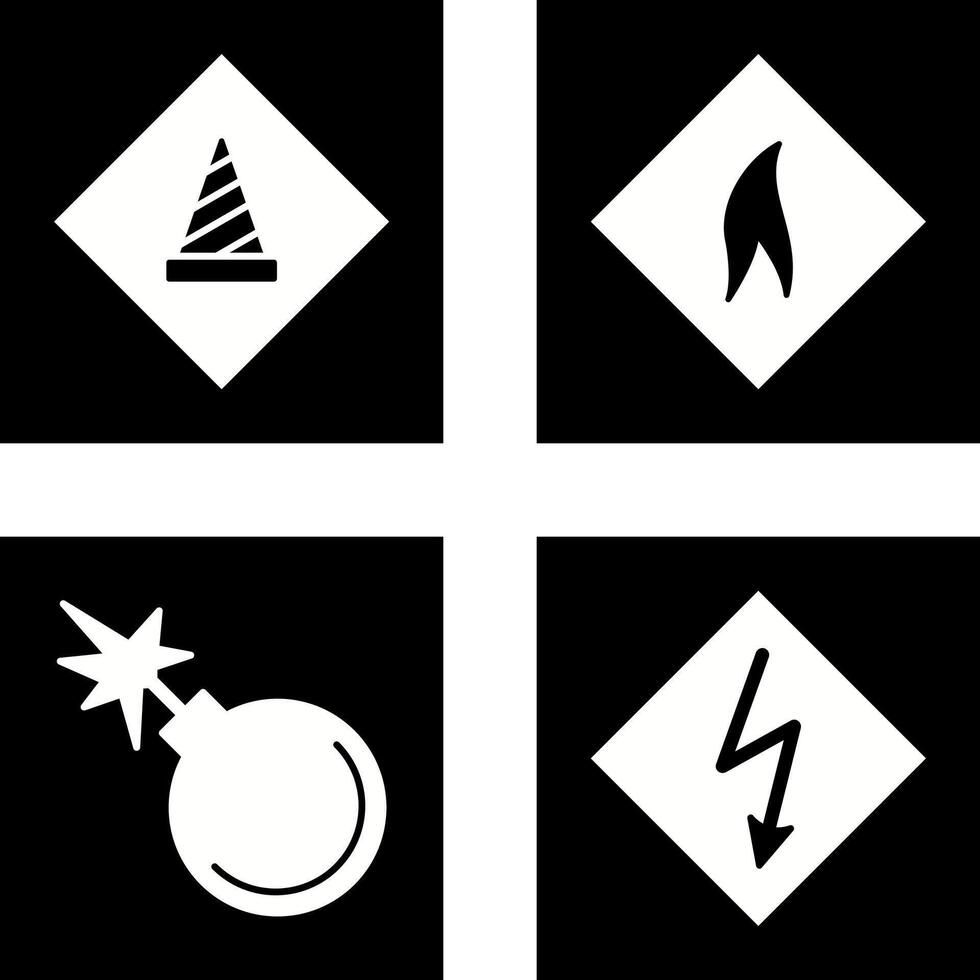 under construction and flammable material Icon vector