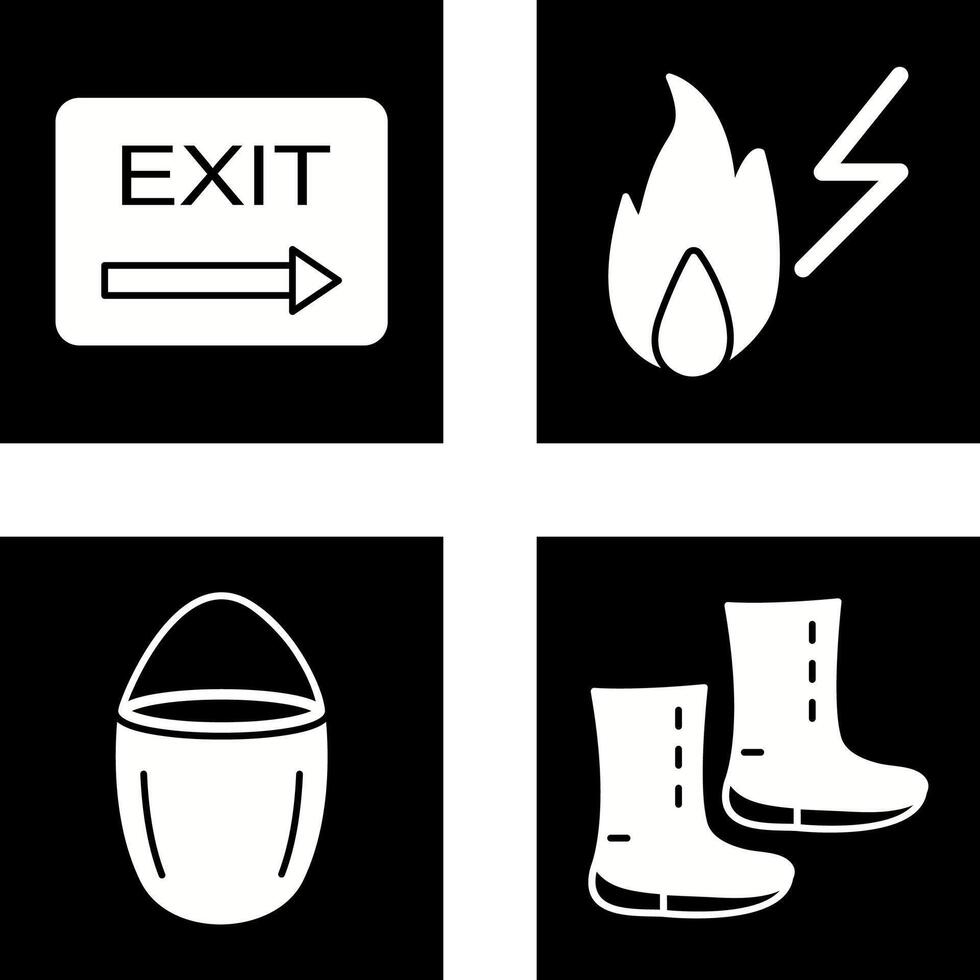 exit and electricity fire Icon vector