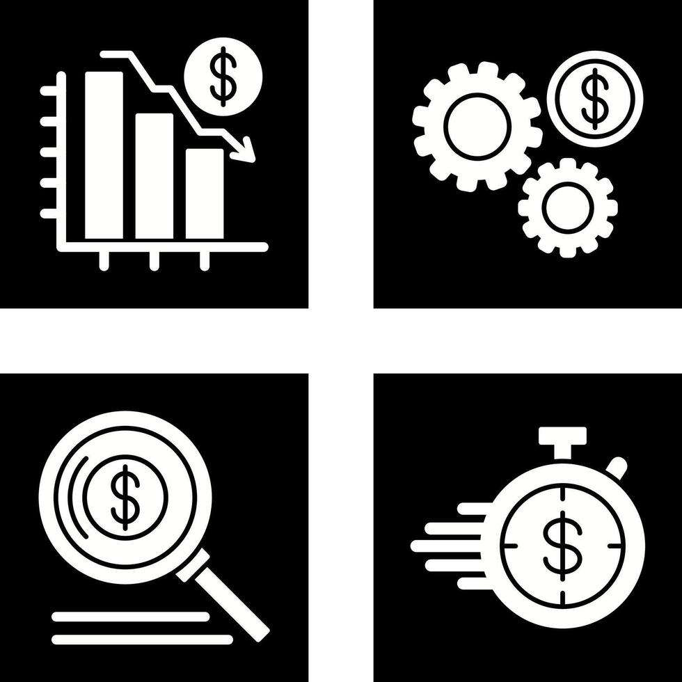 Chart Down and Settings Icon vector