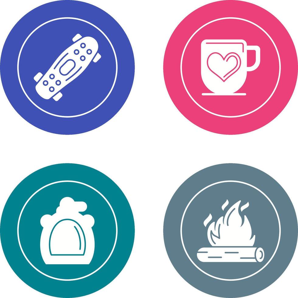 Skateboard and Mug Icon vector