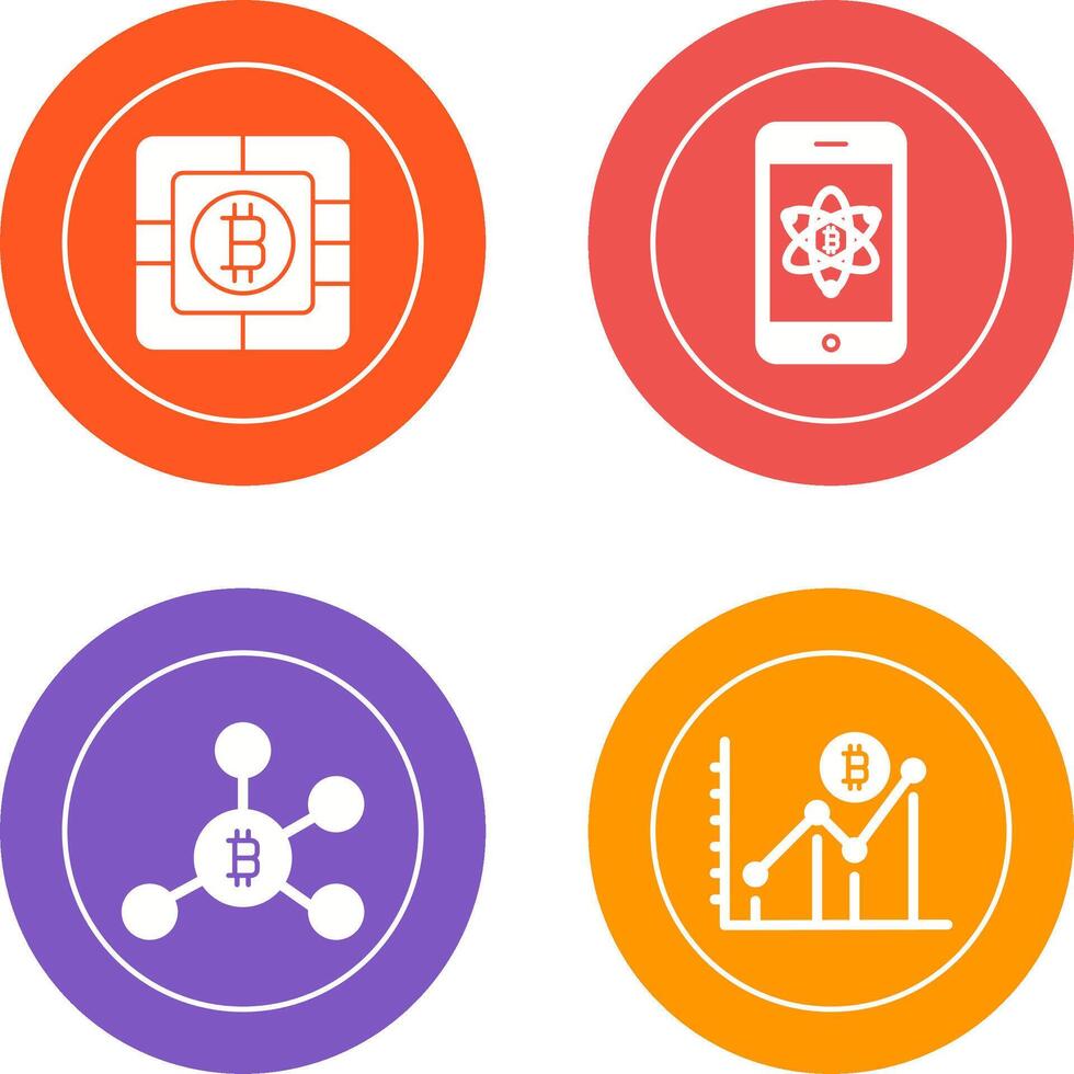 Bitcoin Chip and Mobile Icon vector