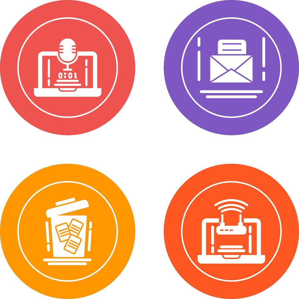 Voice Recorder and Email Icon vector