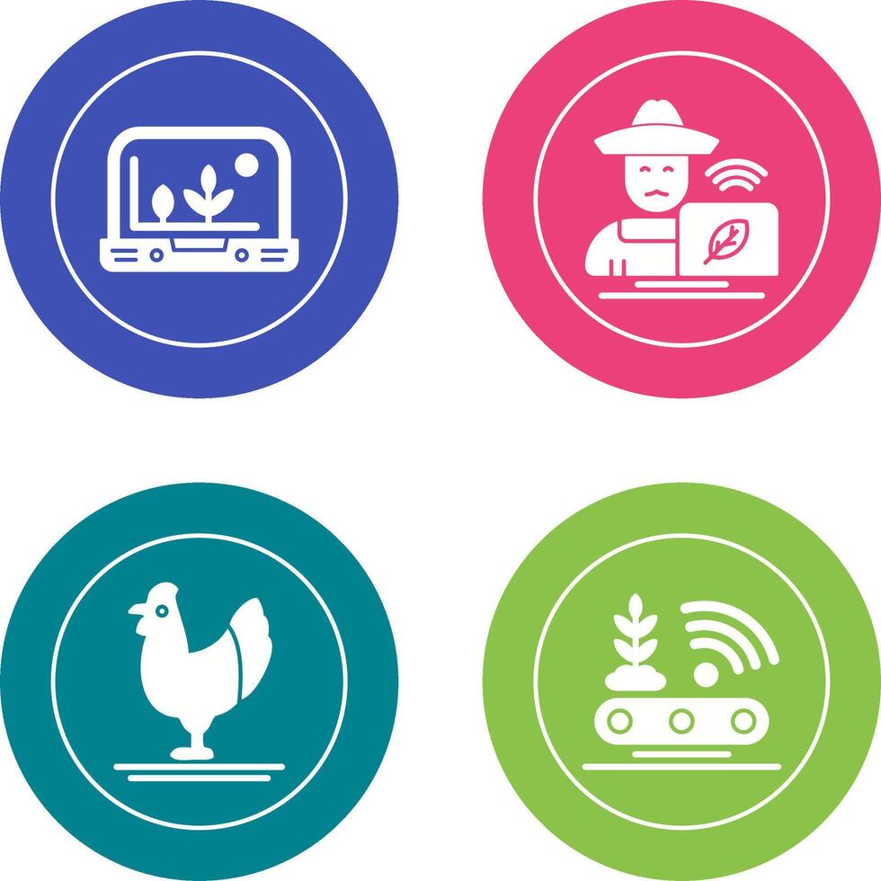 Smart Farm and Farmer Icon vector