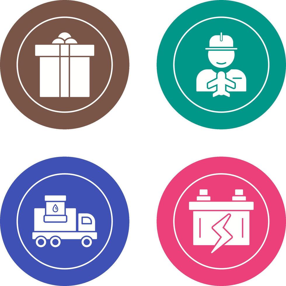 Gift Box and Worker Icon vector