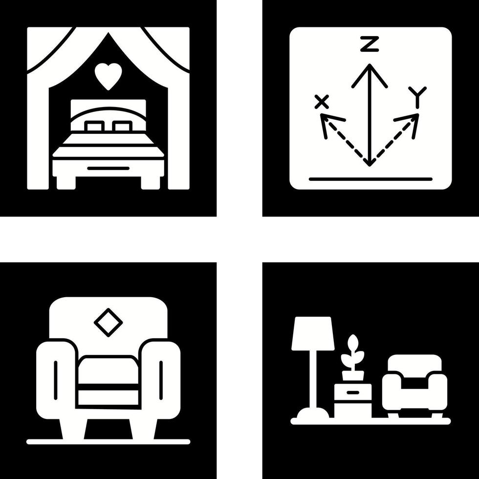 Bed and Axis Icon vector