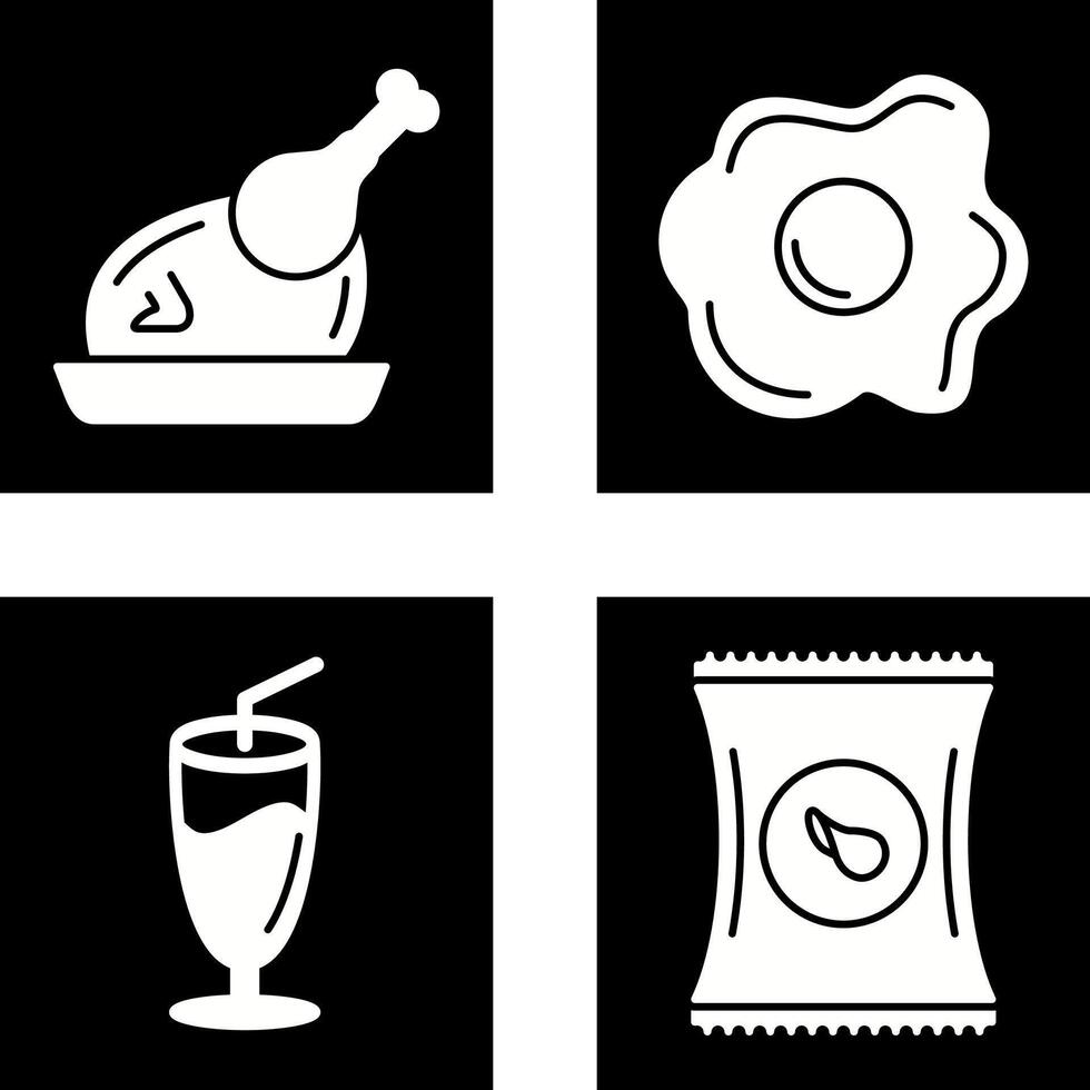 Chicken leg and Fried egg Icon vector