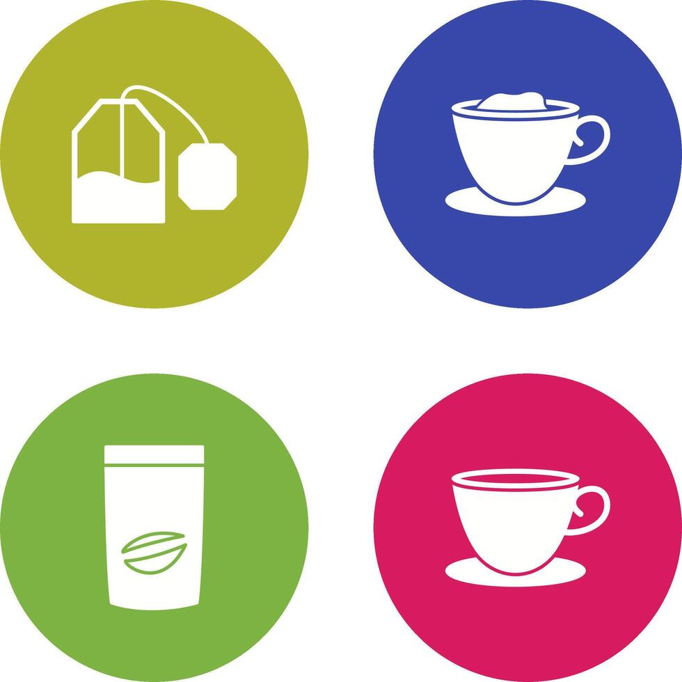 tea bag and creamy coffee Icon vector