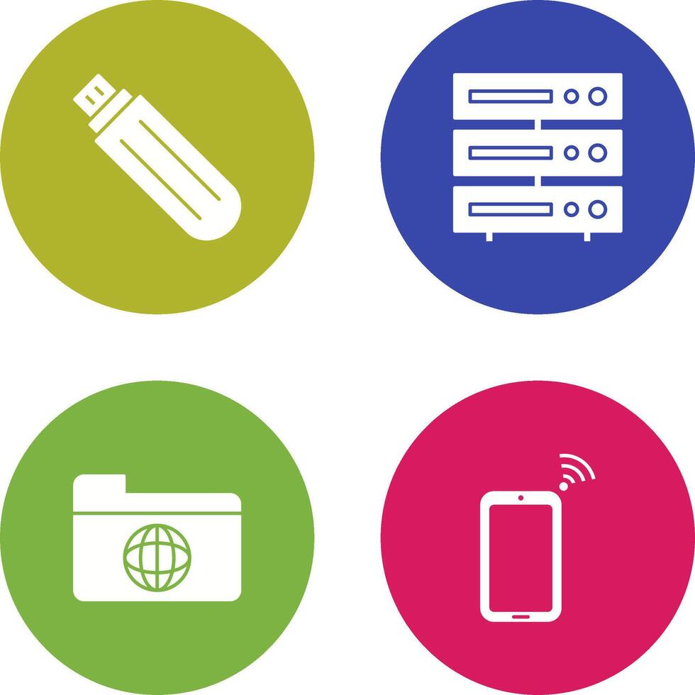 usb drive and server Icon vector