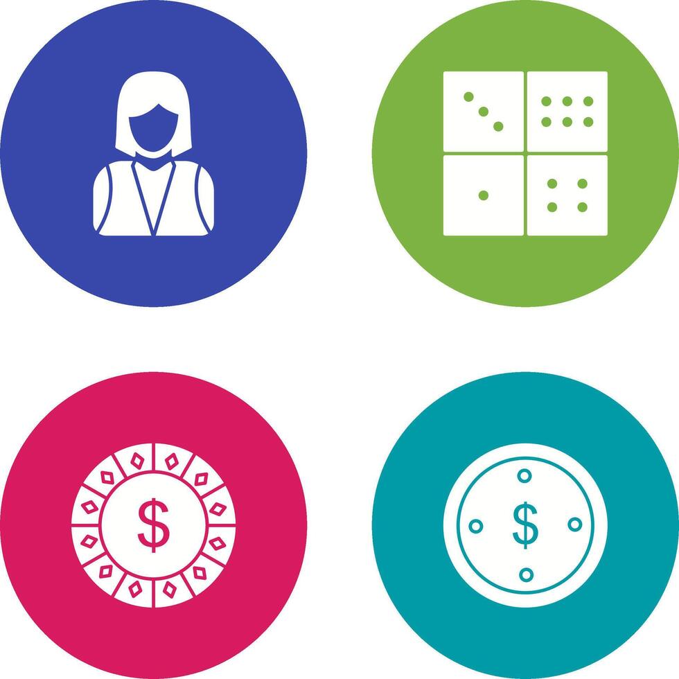 elegant lady and domino game Icon vector