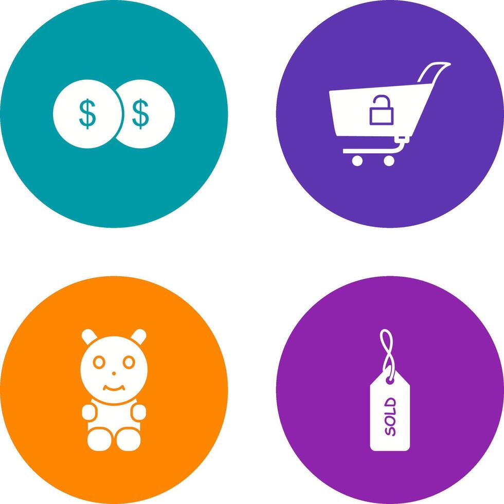 coins and unlock cart Icon vector