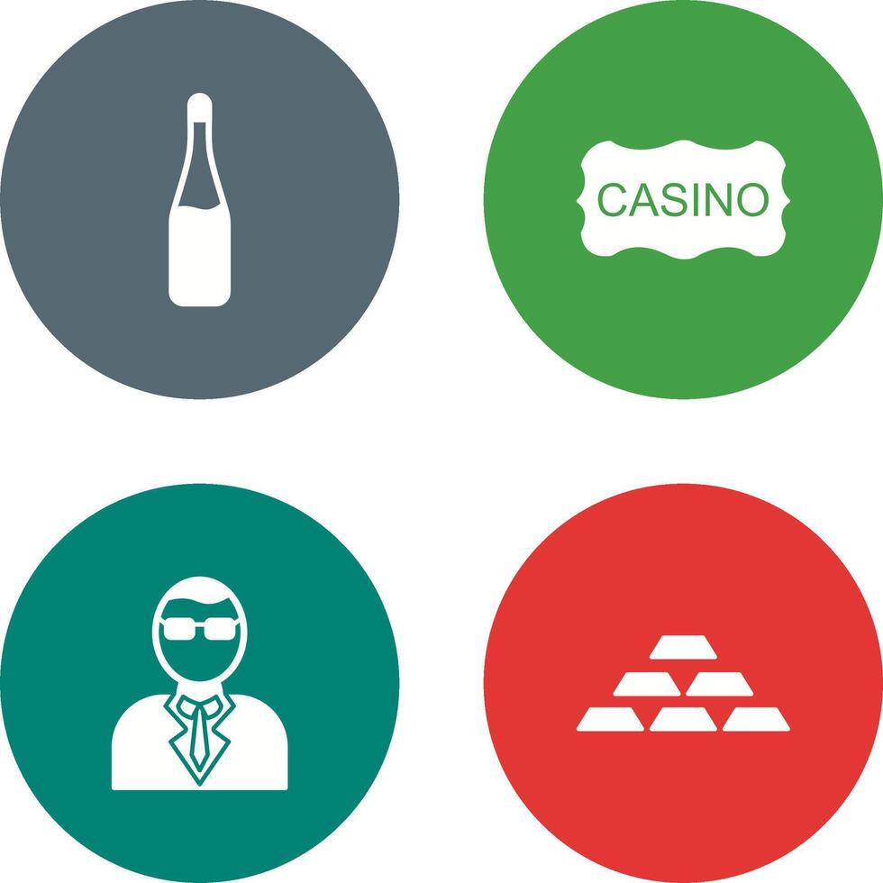 champán botella y casino firmar icono vector