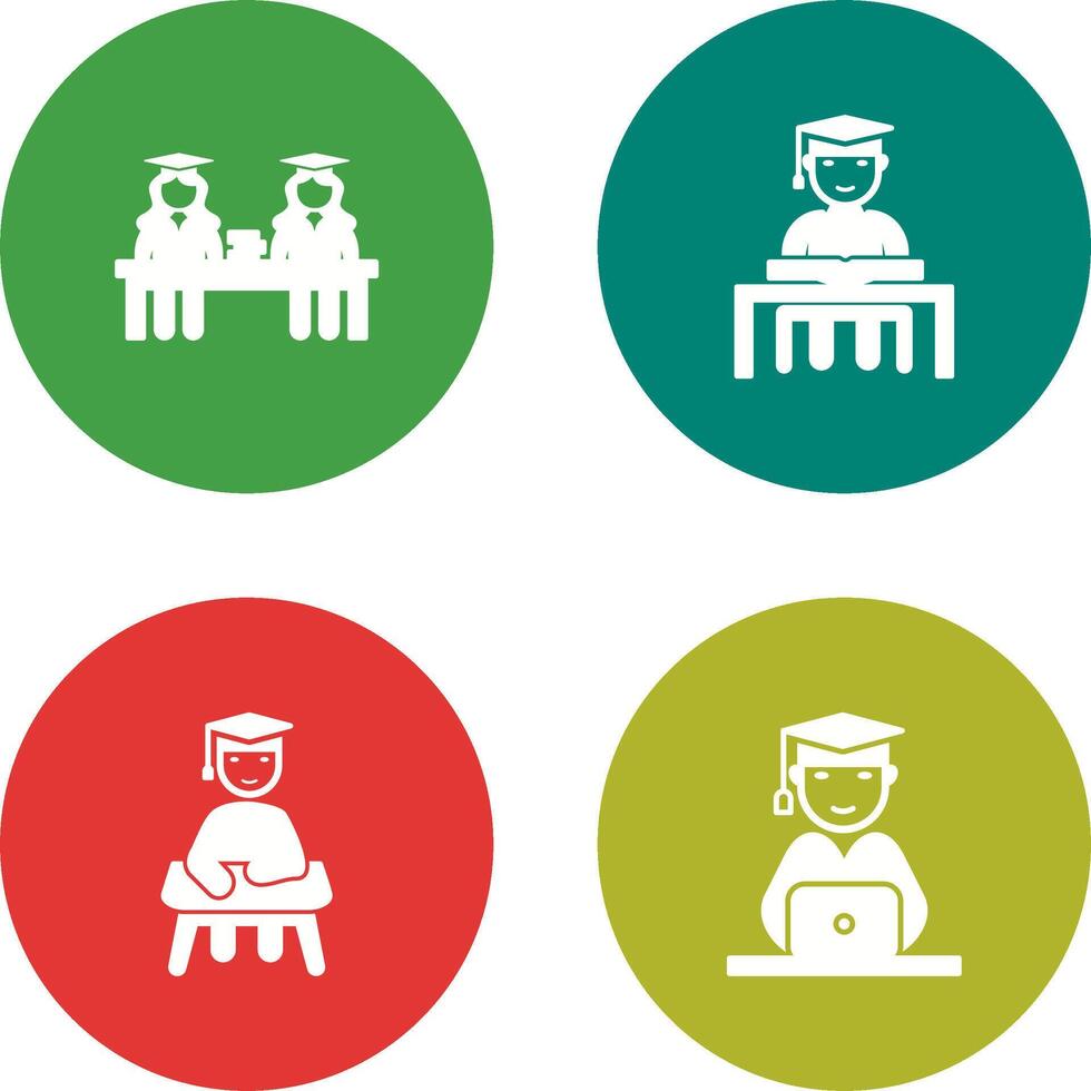 Combined Study and Studying on Desk Icon vector