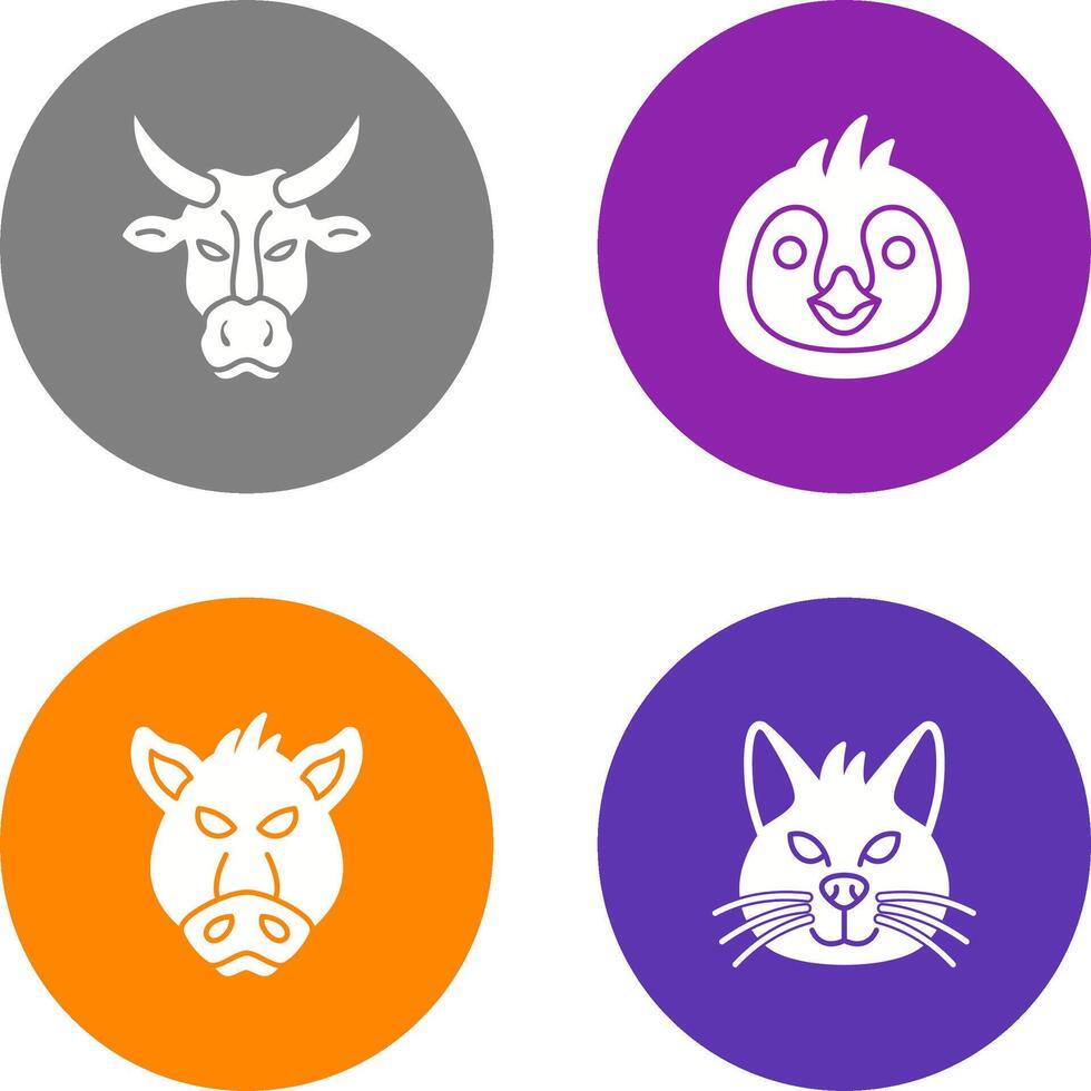 Cow and Penguin Icon vector