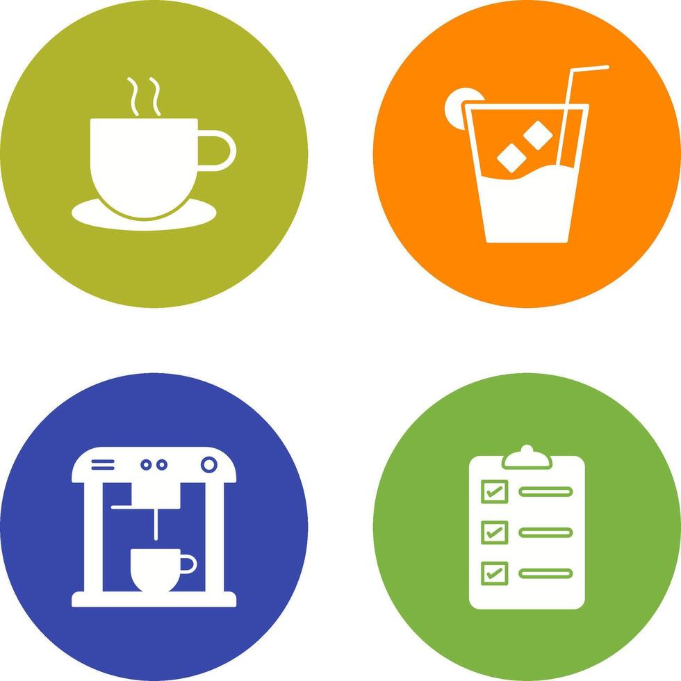 hot coffee and whiskey sour Icon vector