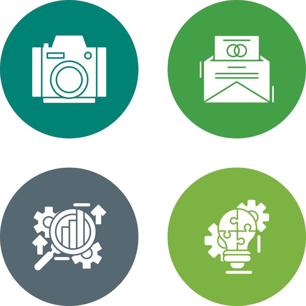 Photo Camera and Invitation Card Icon vector