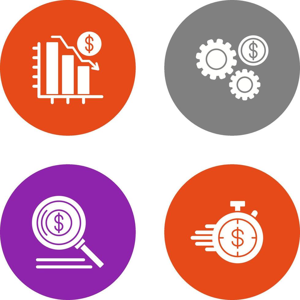 Chart Down and Settings Icon vector