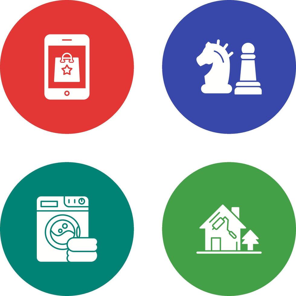 Online Shopping and Chess Piece Icon vector