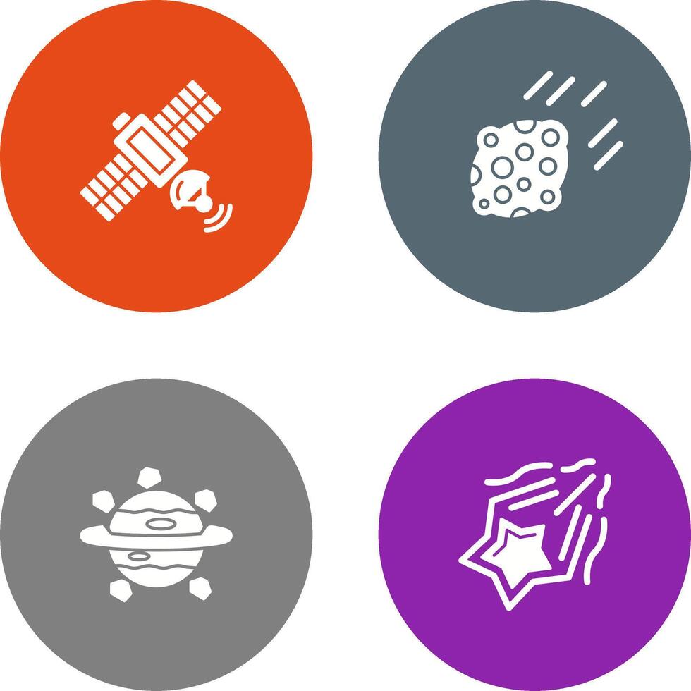 satelite and asteroid Icon vector