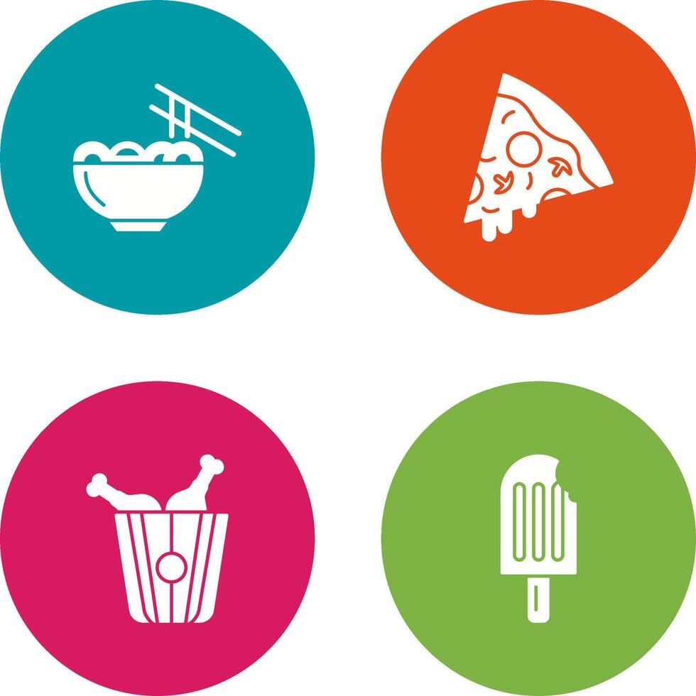 Chinese food and Pizza Icon vector